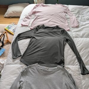 Women's Pink and Gray Tops Size L